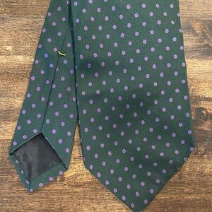 Mi Dark Green Tie with Purple Dots